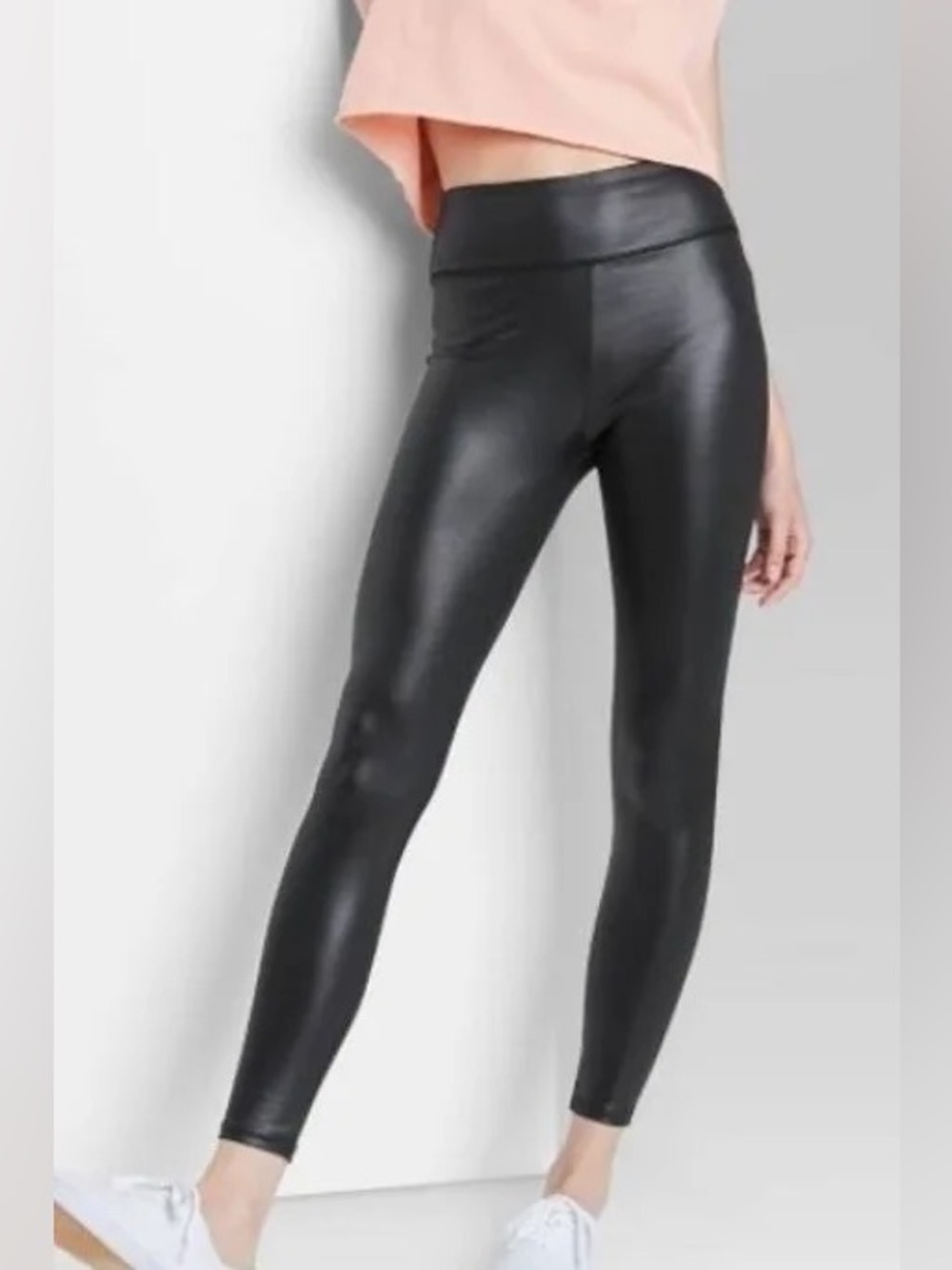 Wild Fable High-Waist Black‎ Faux-Leather Leggings Sz Med FairyGoth Rock n Roll